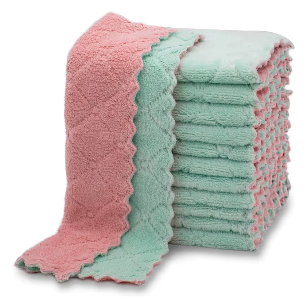 LMETJMA 10Pcs Kitchen Cloth Dish Towels Super Absorbent 