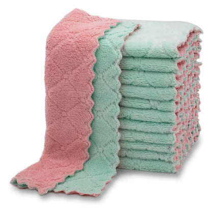 LMETJMA 10Pcs Kitchen Cloth Dish Towels Super Absorbent 
