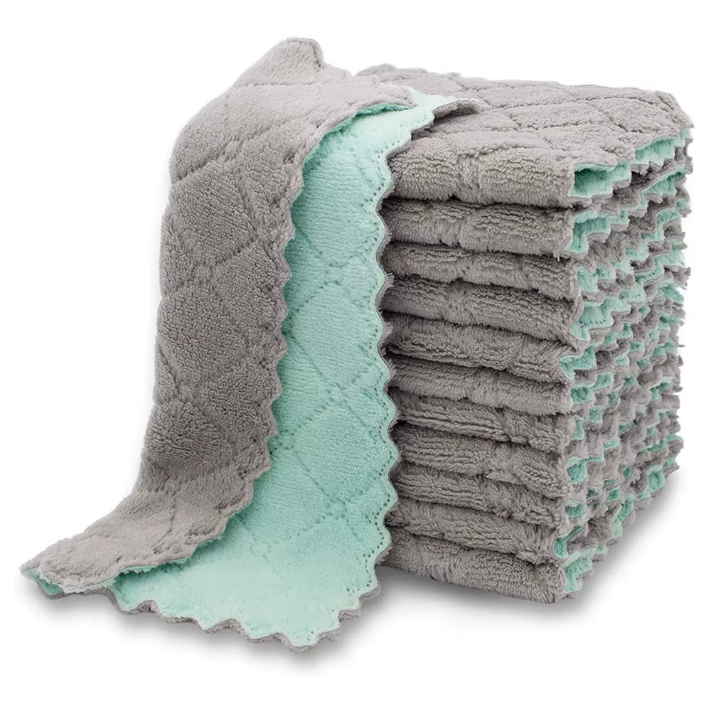 LMETJMA 10Pcs Kitchen Cloth Dish Towels Super Absorbent 
