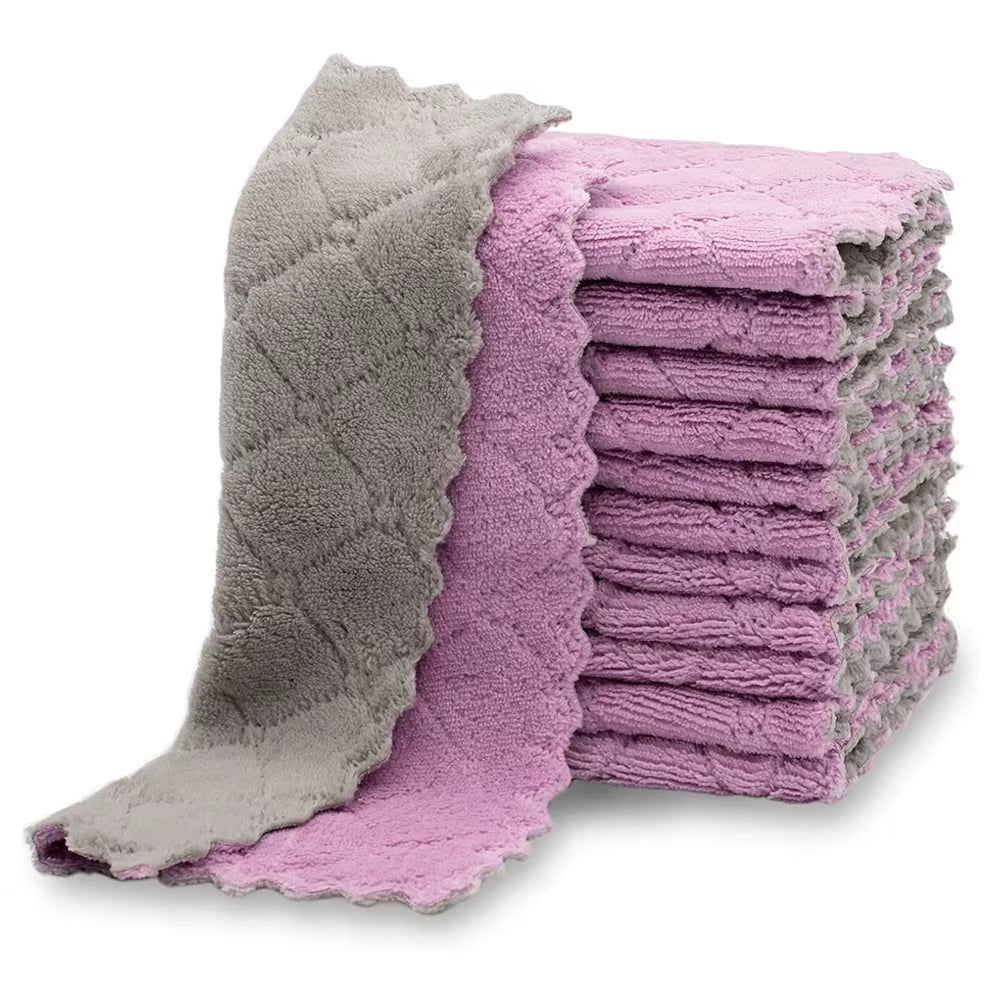 LMETJMA 10Pcs Kitchen Cloth Dish Towels Super Absorbent 